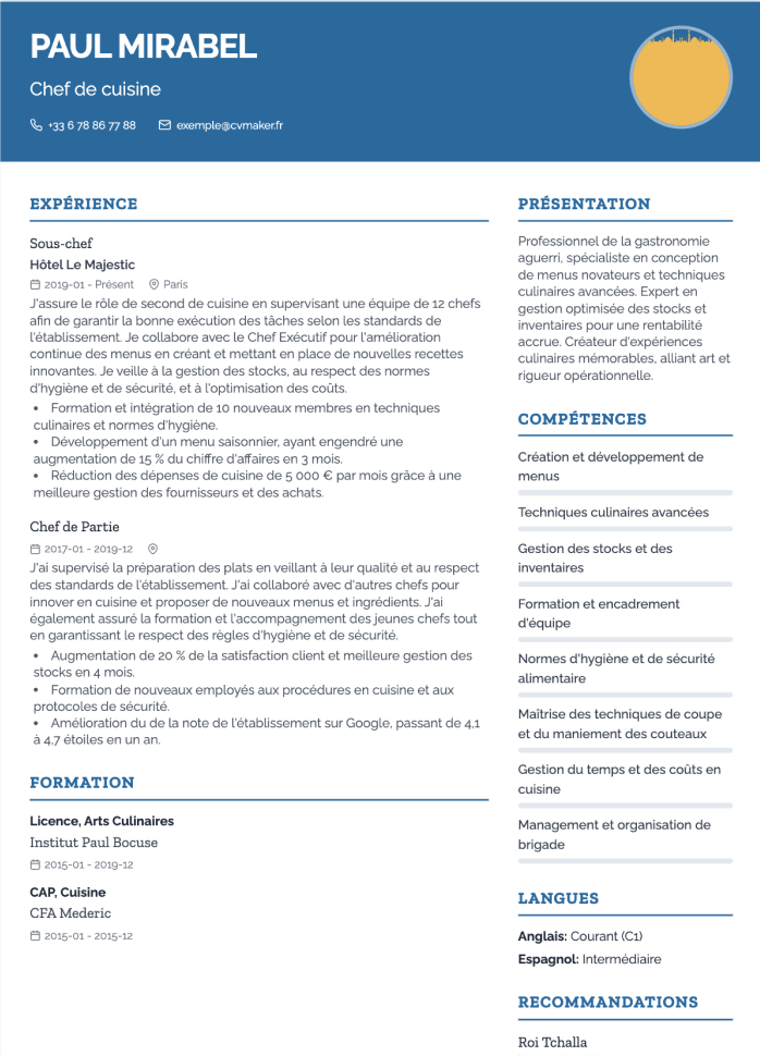 Modèle de CV Créatif