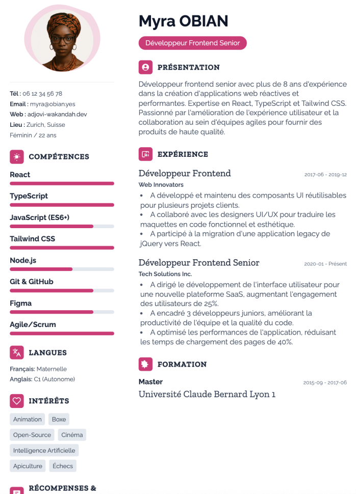 Modèle de CV Moderne